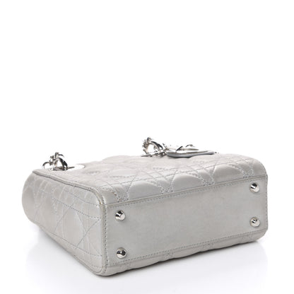 Christian Dior Metallic Lambskin Cannage Mini Lady Dior Grey 3 of 12