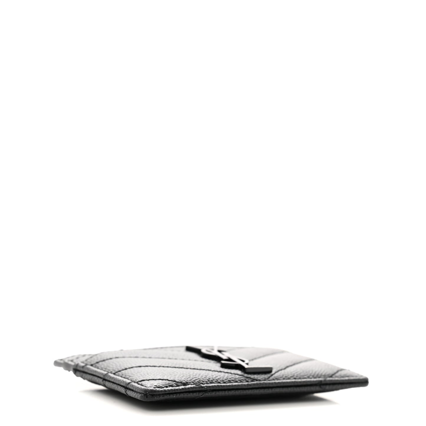 Grain De Poudre Matelasse Chevron Monochrome Monogram Credit Card Case Black