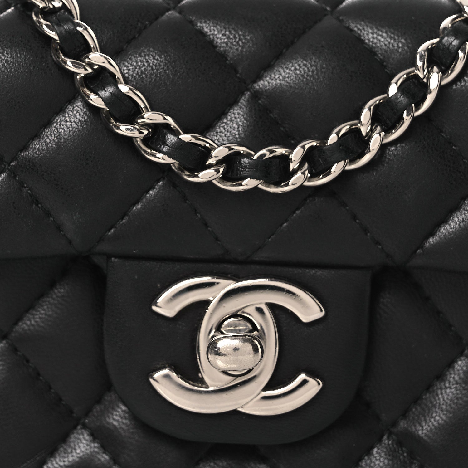 Chanel Lambskin Quilted Double Mini Flap Crossbody Black 1883040