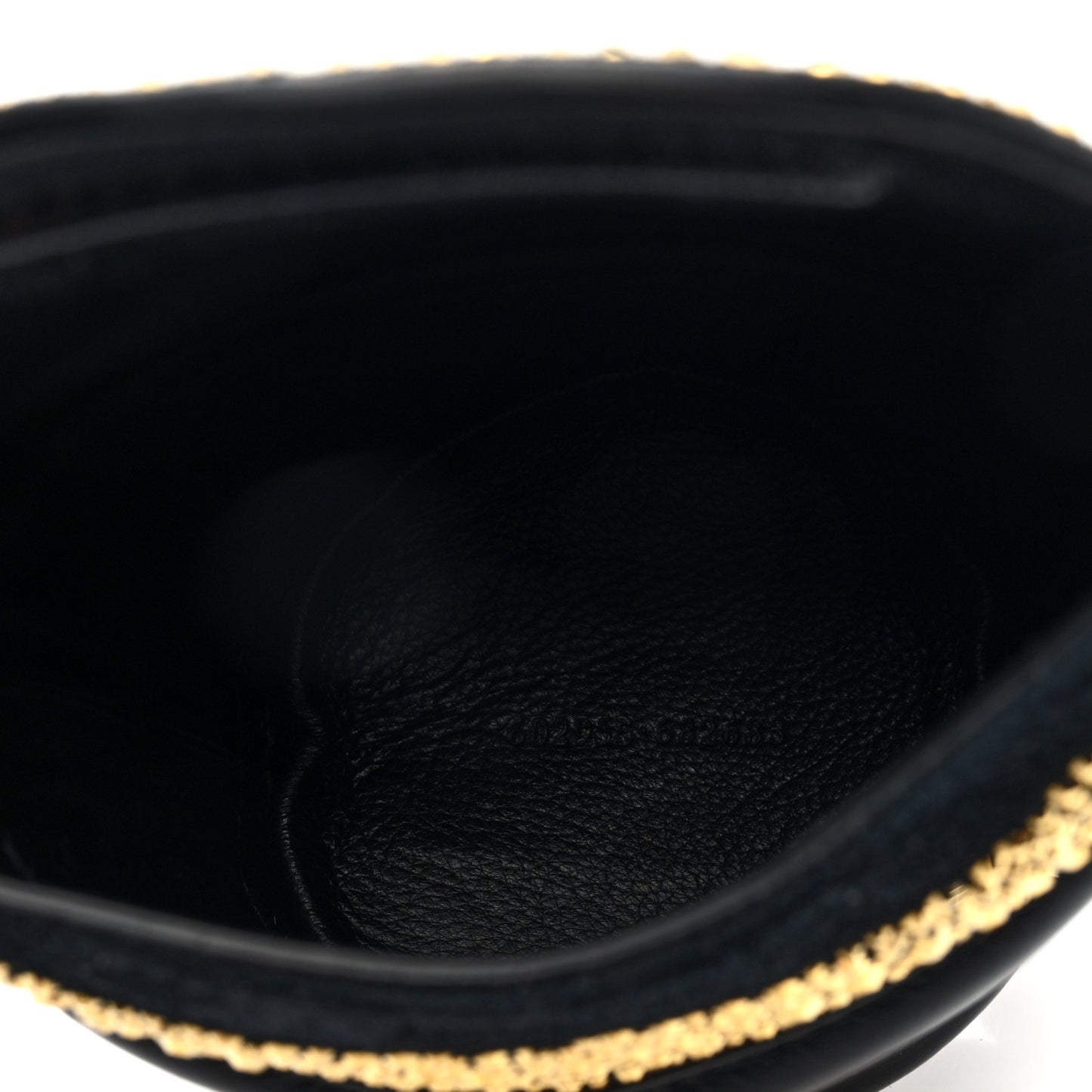 Calfskin Crystal Micro Curve Bucket Bag Black Gold