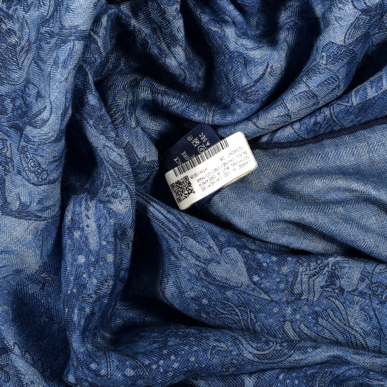 Hermes Cashmere Silk Nothing But A Dreamer Scarf 100 Bleu Chine Indigo Marine 4 of 4