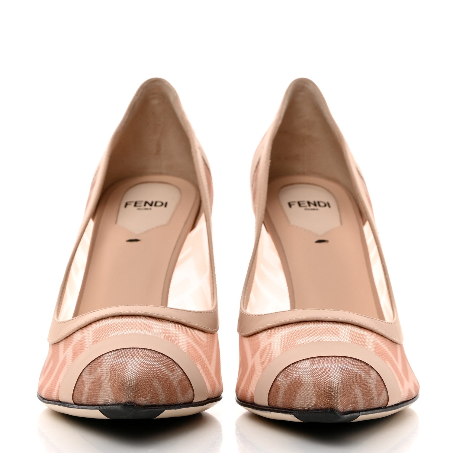 Fendi Technical Mesh Vitello Gommato FF Colibri 85mm Pumps 37 Rose Nudo 2 of 8