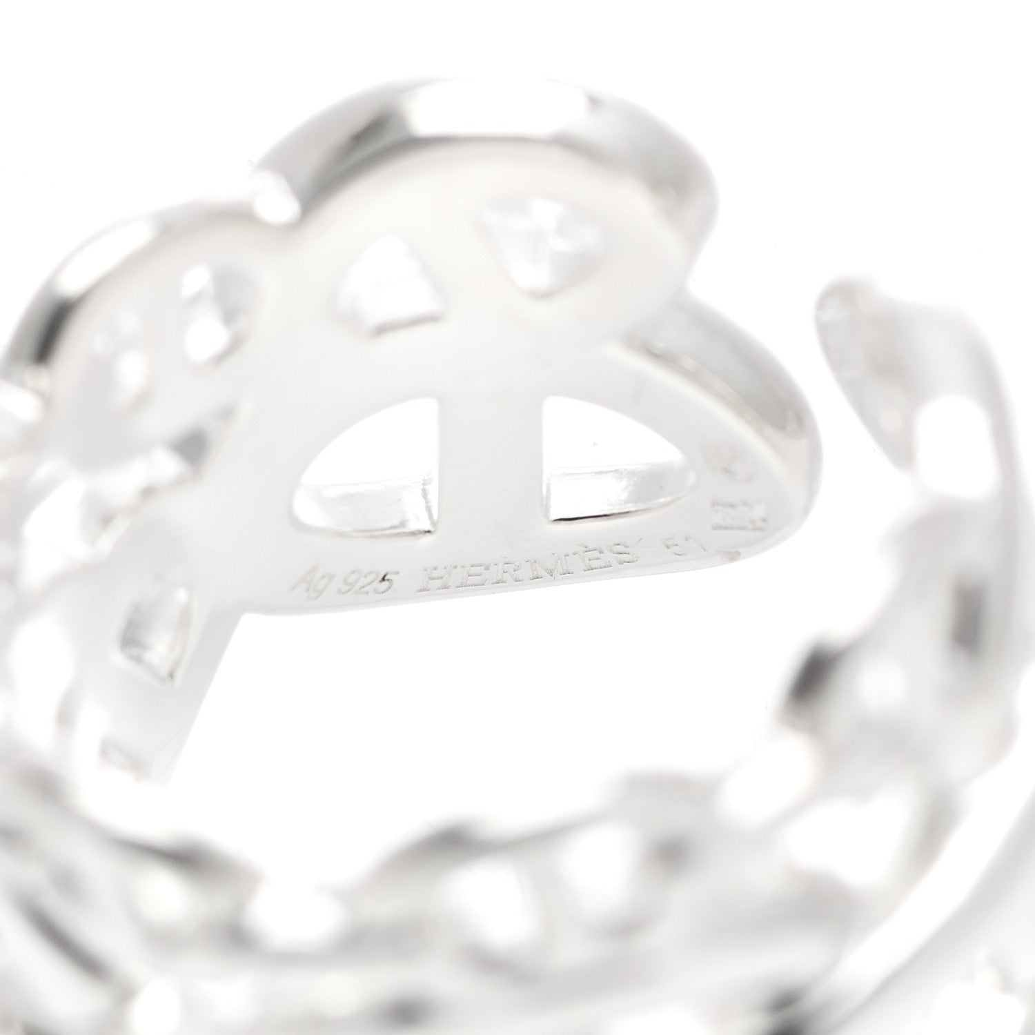 Hermes Sterling Silver GM Chaine d'Ancre Enchainee Band Ring 51 5.75 5 of 6