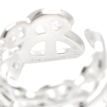 Hermes Sterling Silver GM Chaine d'Ancre Enchainee Band Ring 51 5.75 5 of 6
