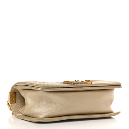 Chanel Metallic Lambskin Small Golden CC Boy Flap Dark Gold 4 of 10