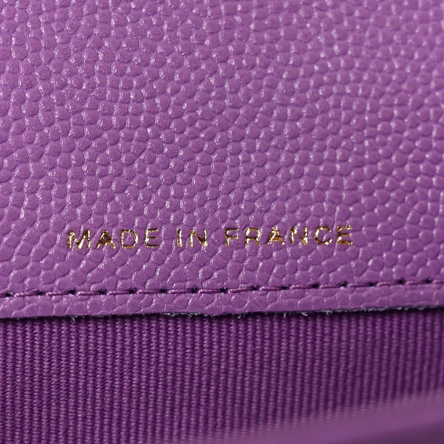 Caviar Quilted Flap Card Holder Wallet Purple
