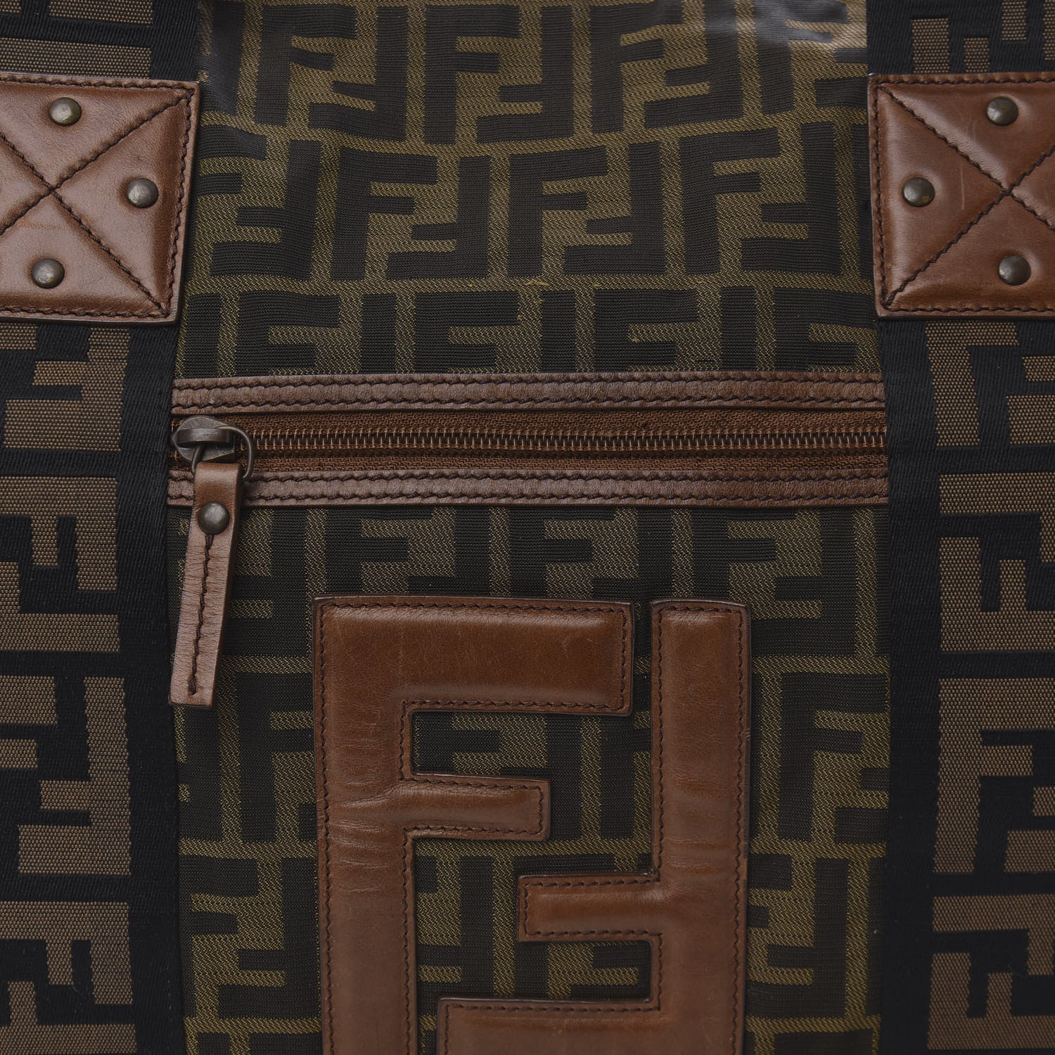 Fendi Zucca Vitello Patchwork Shoulder Bag Tobacco Sabbia 9 of 9