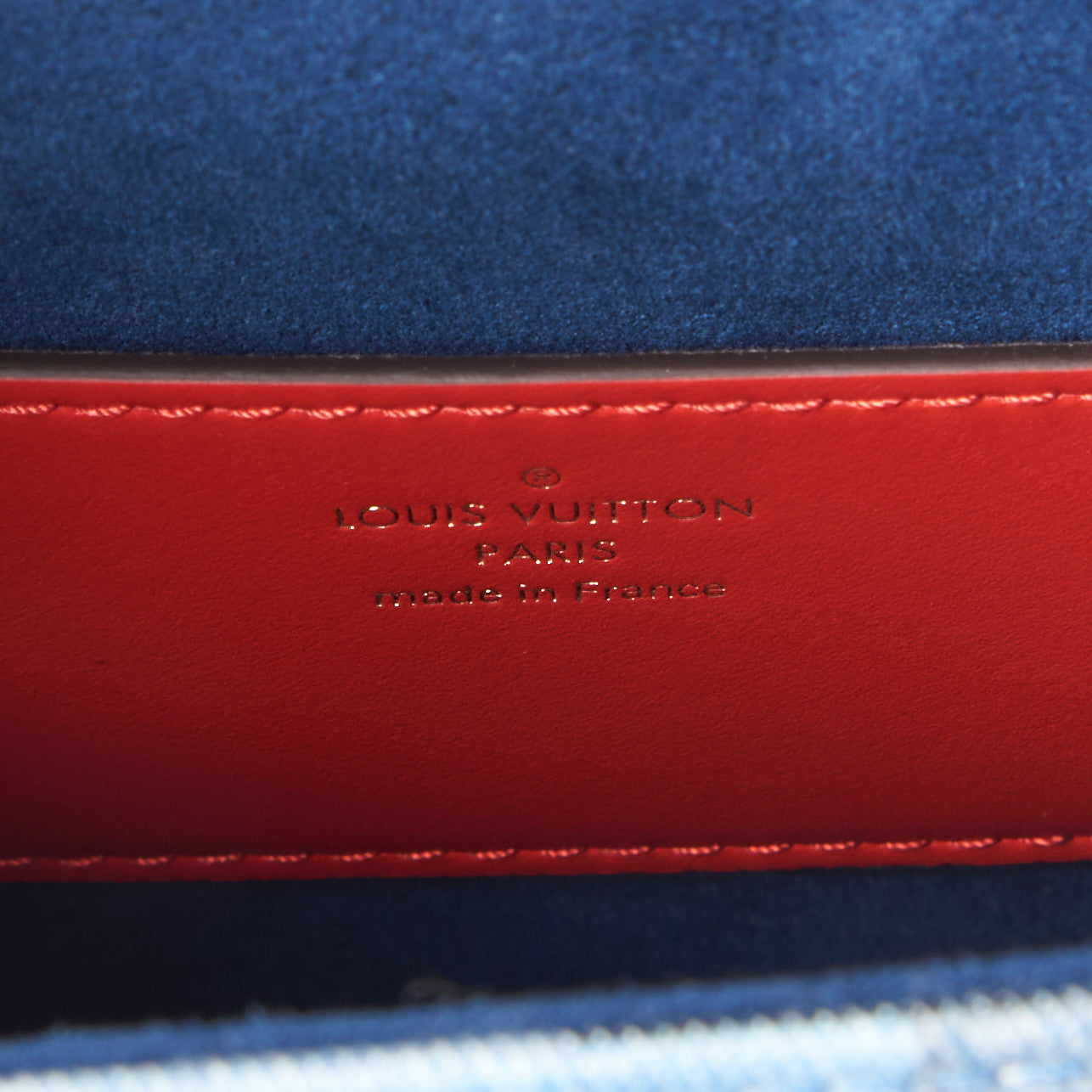 Denim Damier Monogram Twist Shoulder Bag MM Blue Rouge