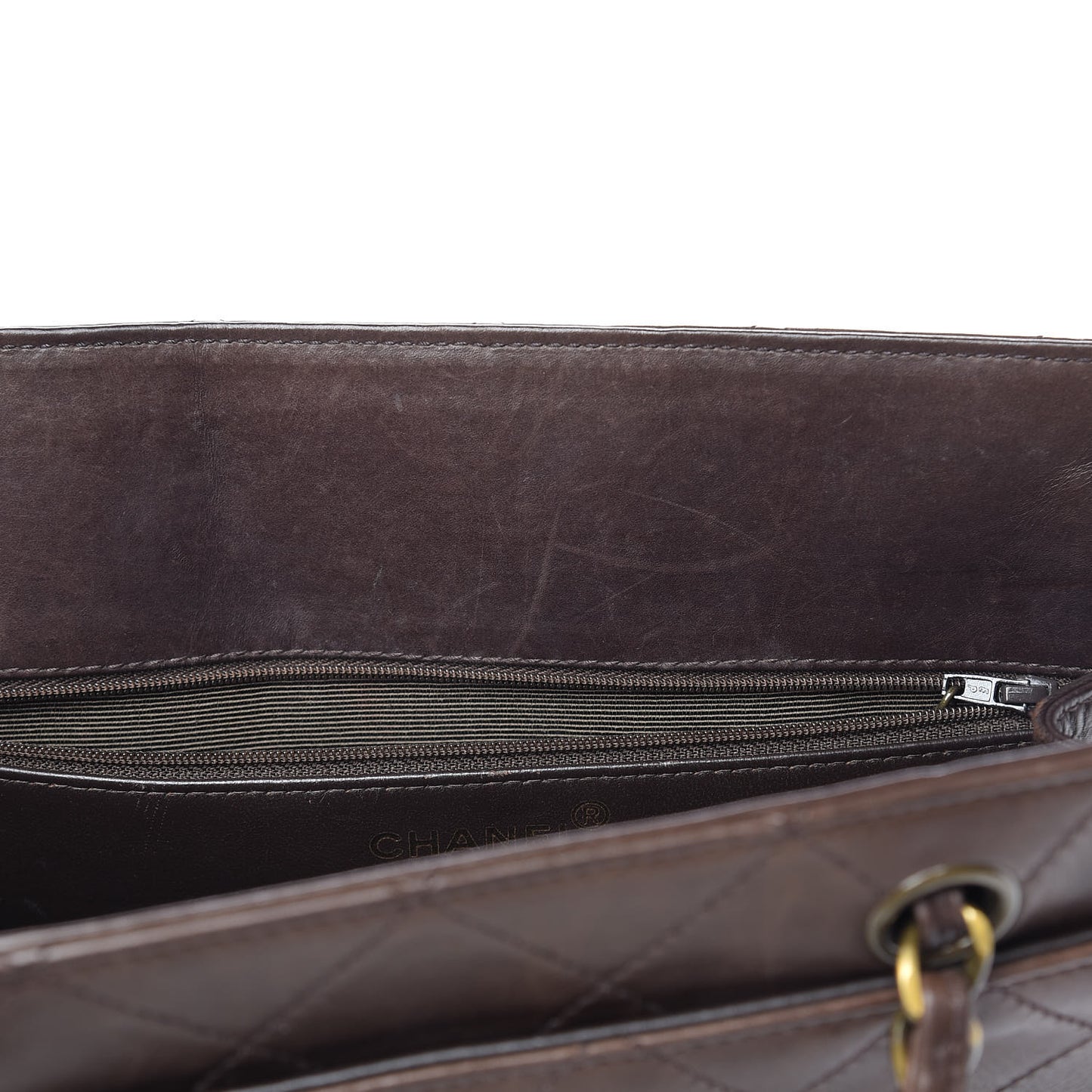 Calfskin Stitched CC Tote Dark Brown