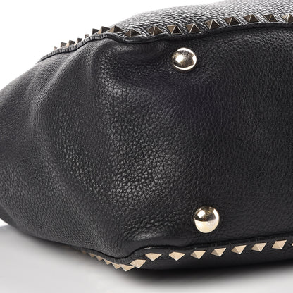 Valentino Garavani Alce Printed Calfskin Medium Rockstud Tote Black 11 of 17
