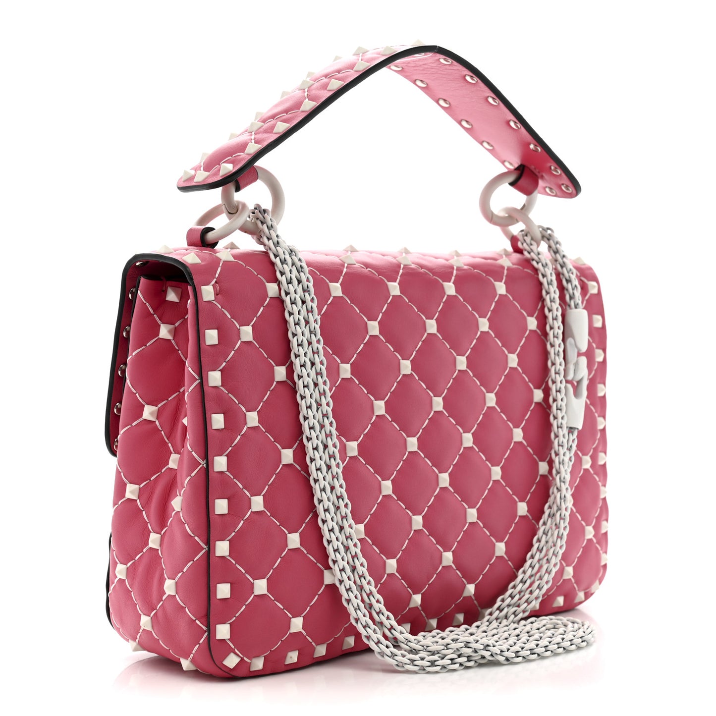 Lambskin Medium Free Rockstud Spike Shoulder Bag Shadow Pink