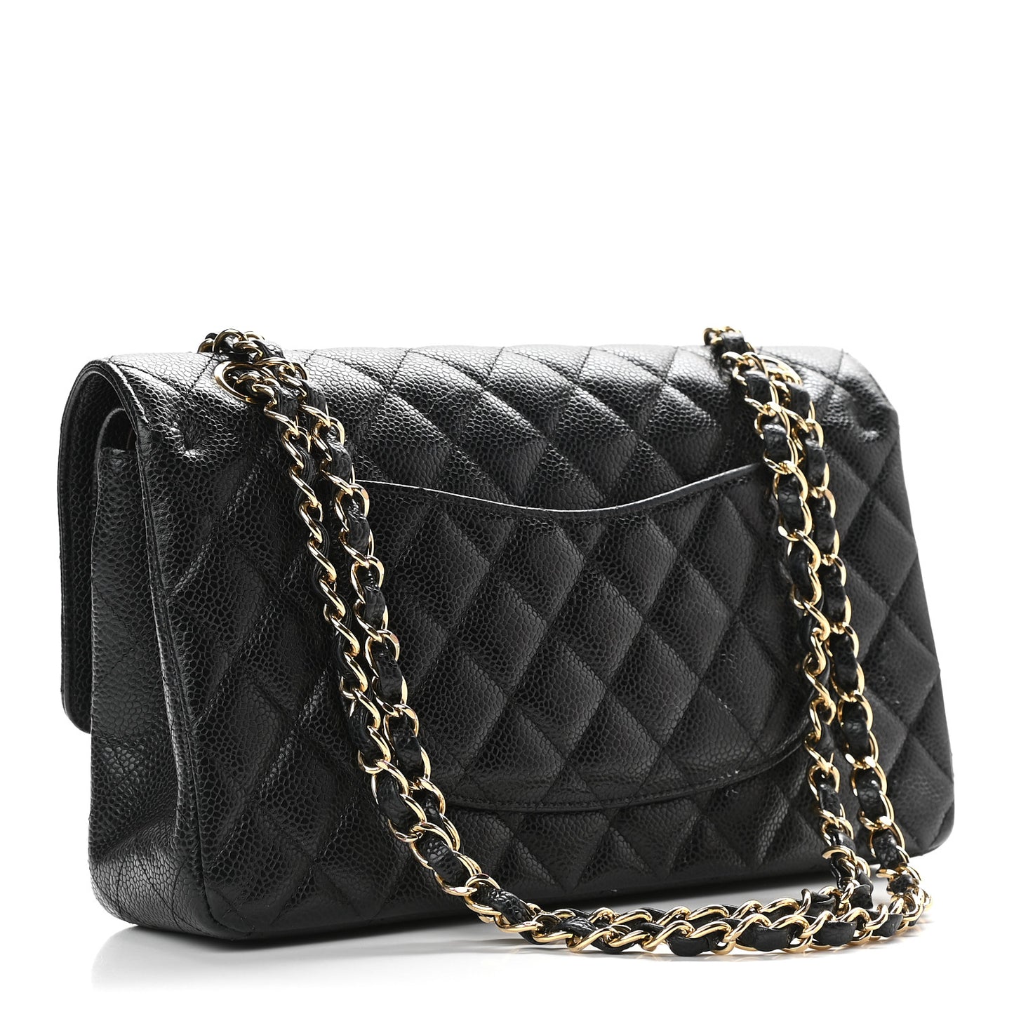 Caviar Quilted Medium Double Flap Black