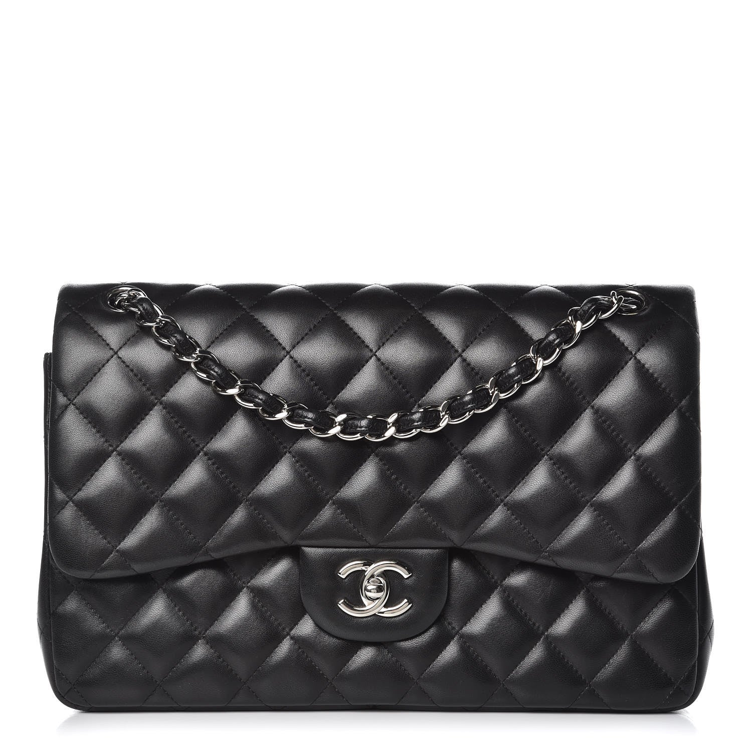 Chanel Lambskin Quilted Jumbo Double Flap Black 1 of 12