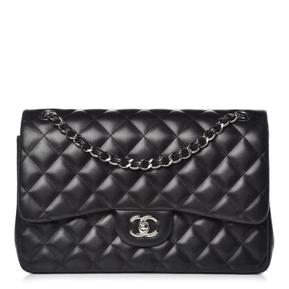 Chanel Lambskin Quilted Jumbo Double Flap Black 1 of 12