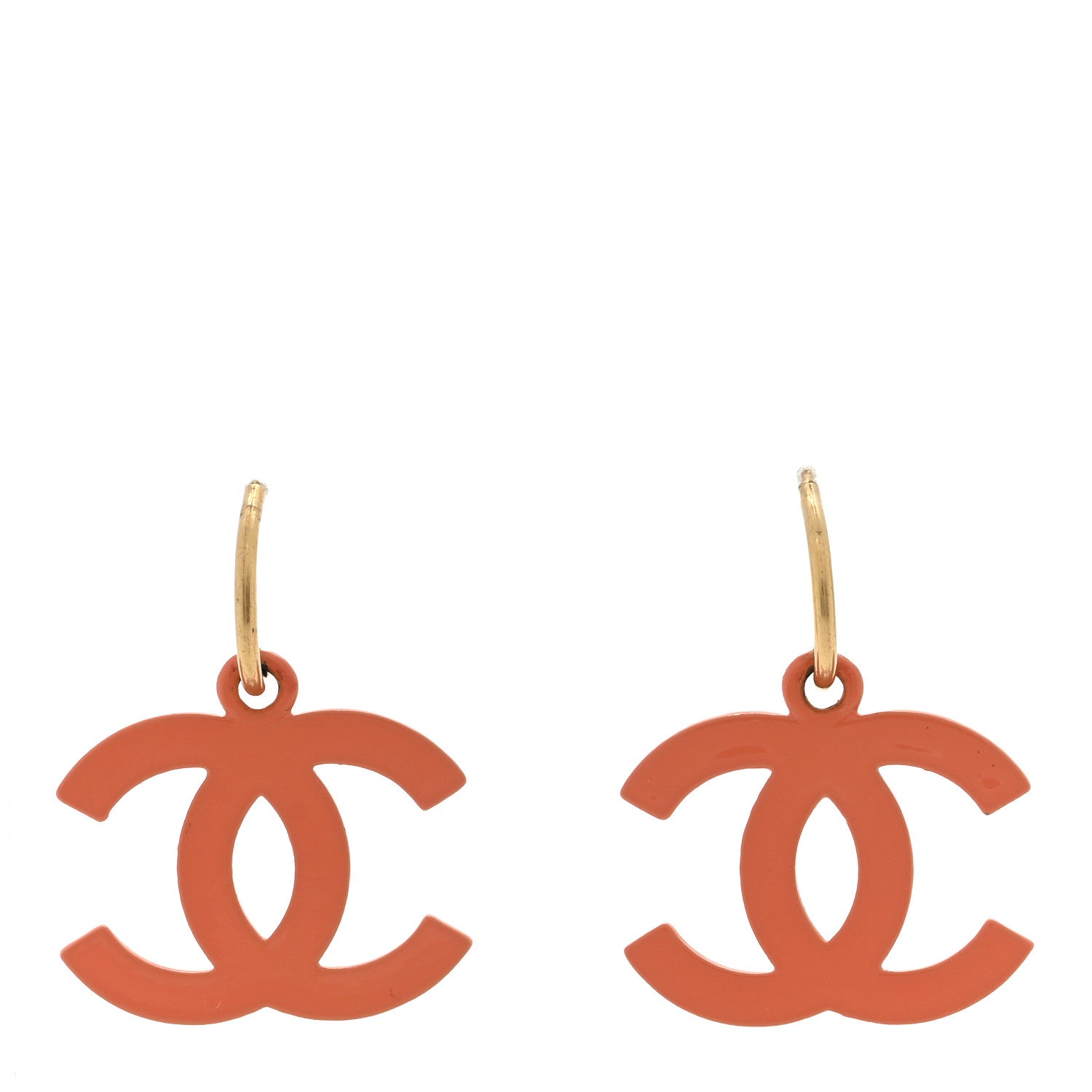Chanel Resin CC Drop Earrings Orange 1 of 4
