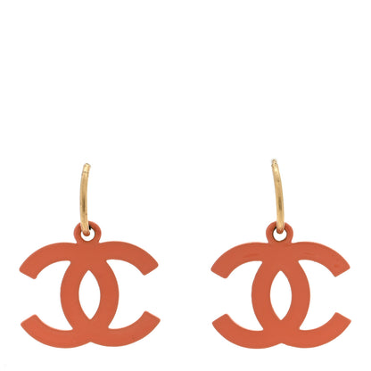 Chanel Resin CC Drop Earrings Orange 1 of 4