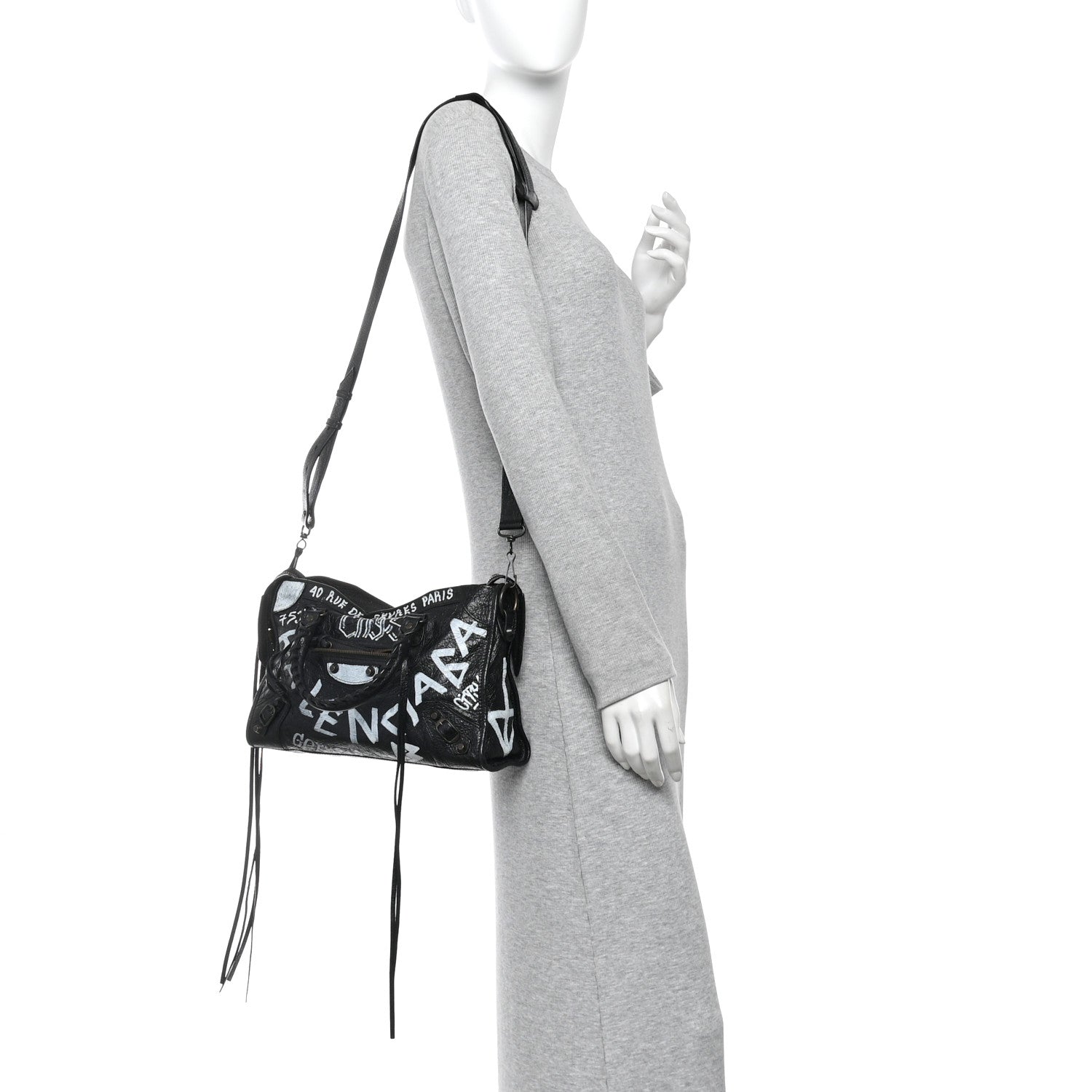 Balenciaga Agneau Classic Hardware Graffiti All Over S City Black Black 2 of 11