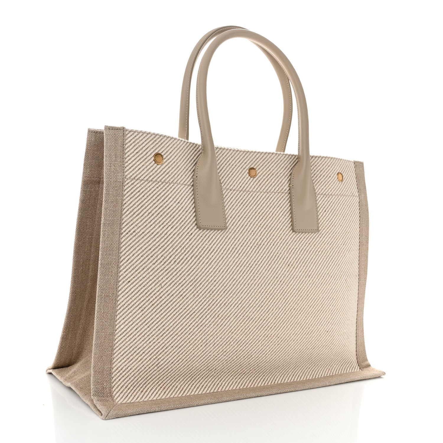 Saint Laurent Linen Calfskin Small Rive Gauche Tote Beige Sea Salt 4 of 10