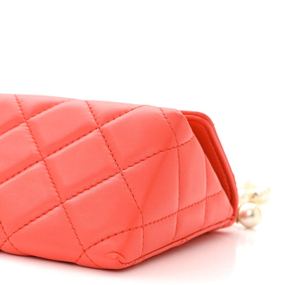 Chanel Lambskin Pearl Quilted Flap Clutch With Chain Coral 11 of 12