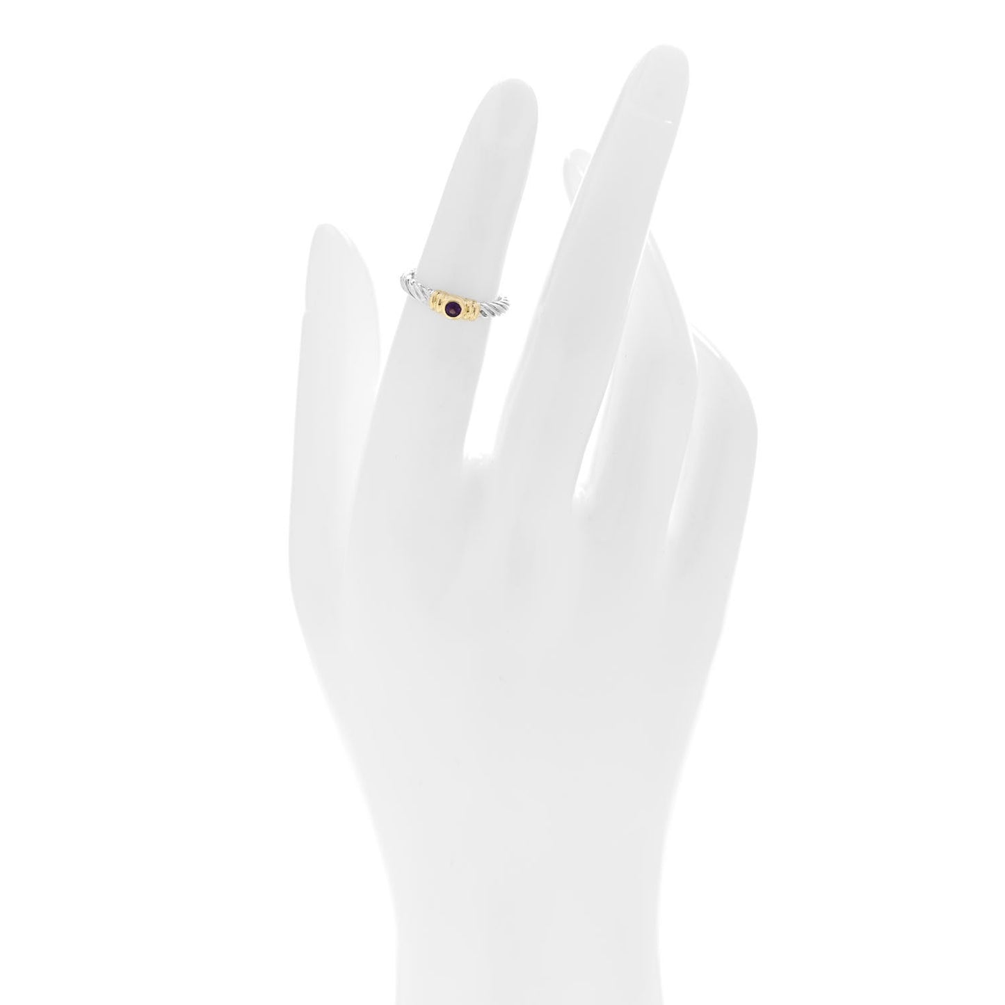 Sterling Silver 18K Yellow Gold Amethyst Stack Ring 47 4