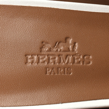 Hermes Calfskin Studded Alma Sandals 38 White 7 of 9