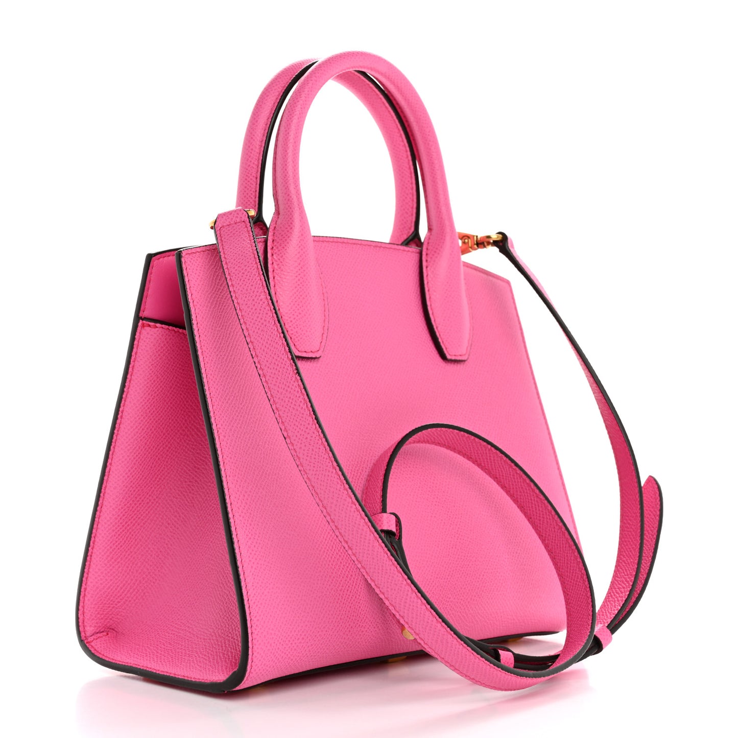 Hammered Calfskin Small The Studio Box Bag Hot Pink