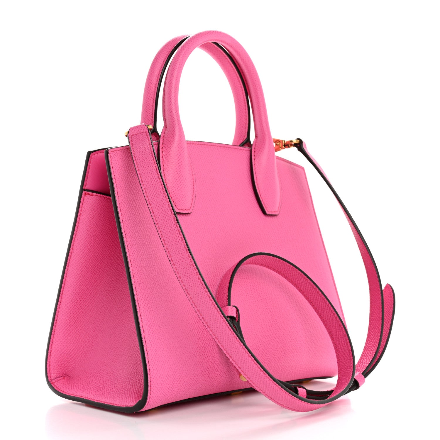 Salvatore Ferragamo Hammered Calfskin Small The Studio Box Bag Hot Pink 3 of 13
