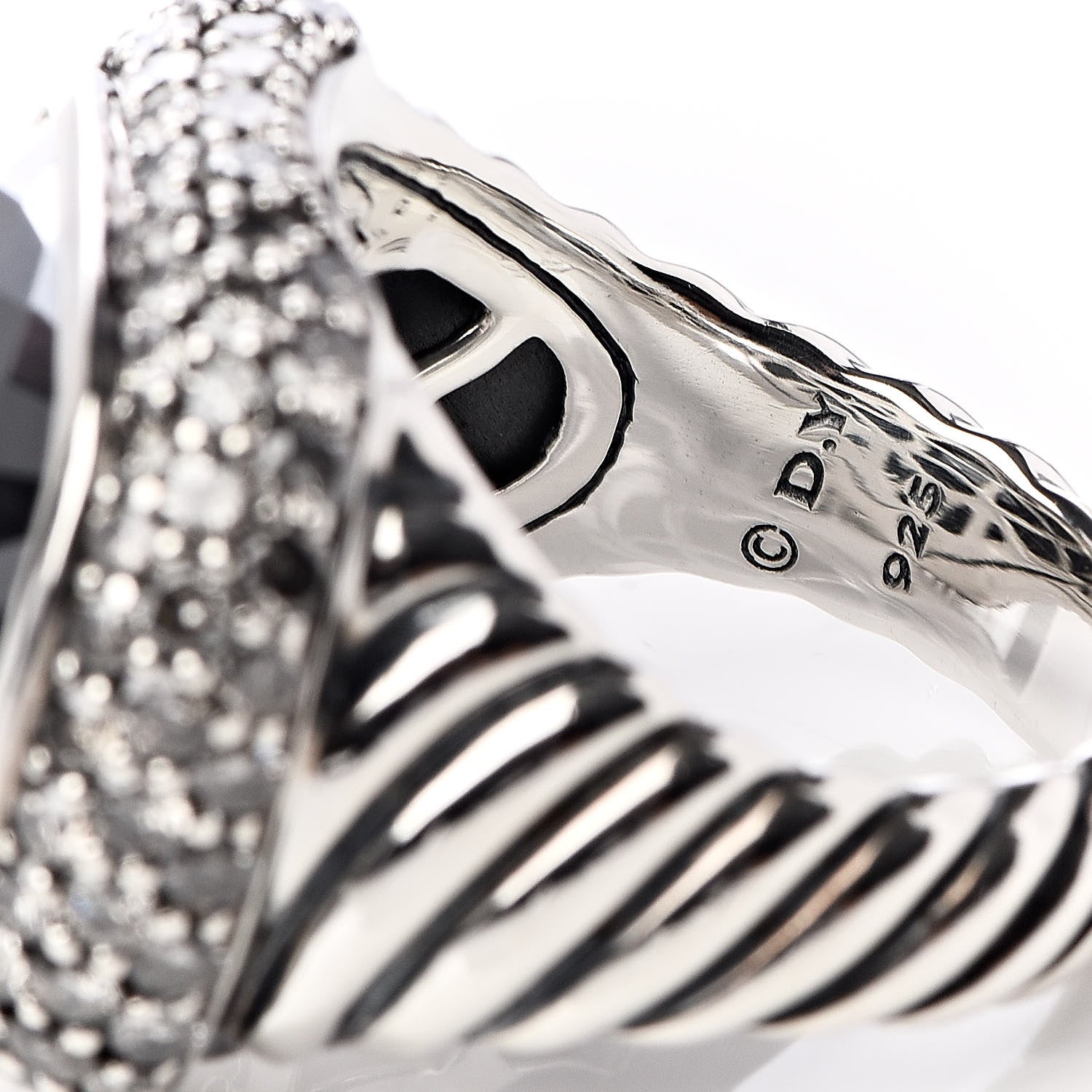 David Yurman Sterling Silver Hematite Diamond Waverly Ring 57 8 5 of 5