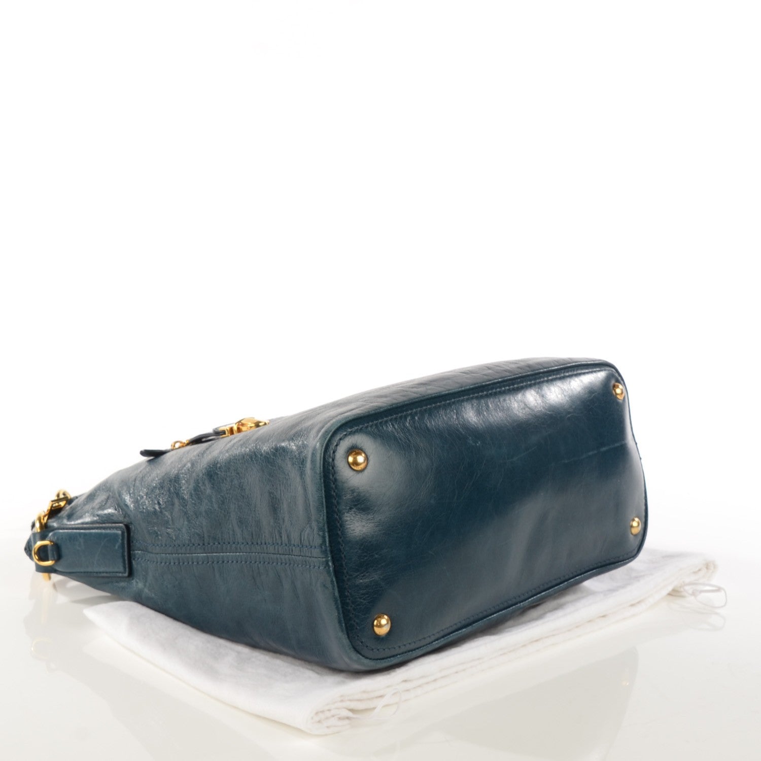 Prada Vitello Shine Hobo Denim 4 of 10