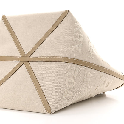 Burberry Cotton Canvas Mini Logo Horseferry Tote Bag Off White 11 of 13