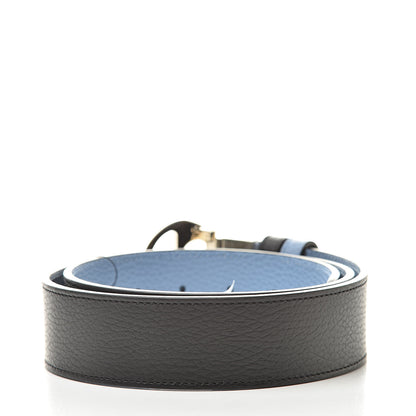 Gucci Dollar Calfskin 1973 Reversible Belt 90 36 Black Mineral Blue 3 of 6