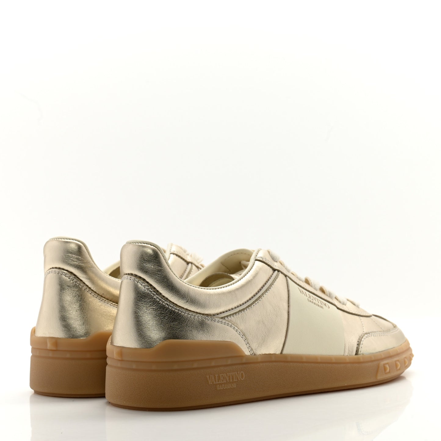Laminated Calfskin Nappa Upvillage Sneakers 38 Platinum Ivory Amber