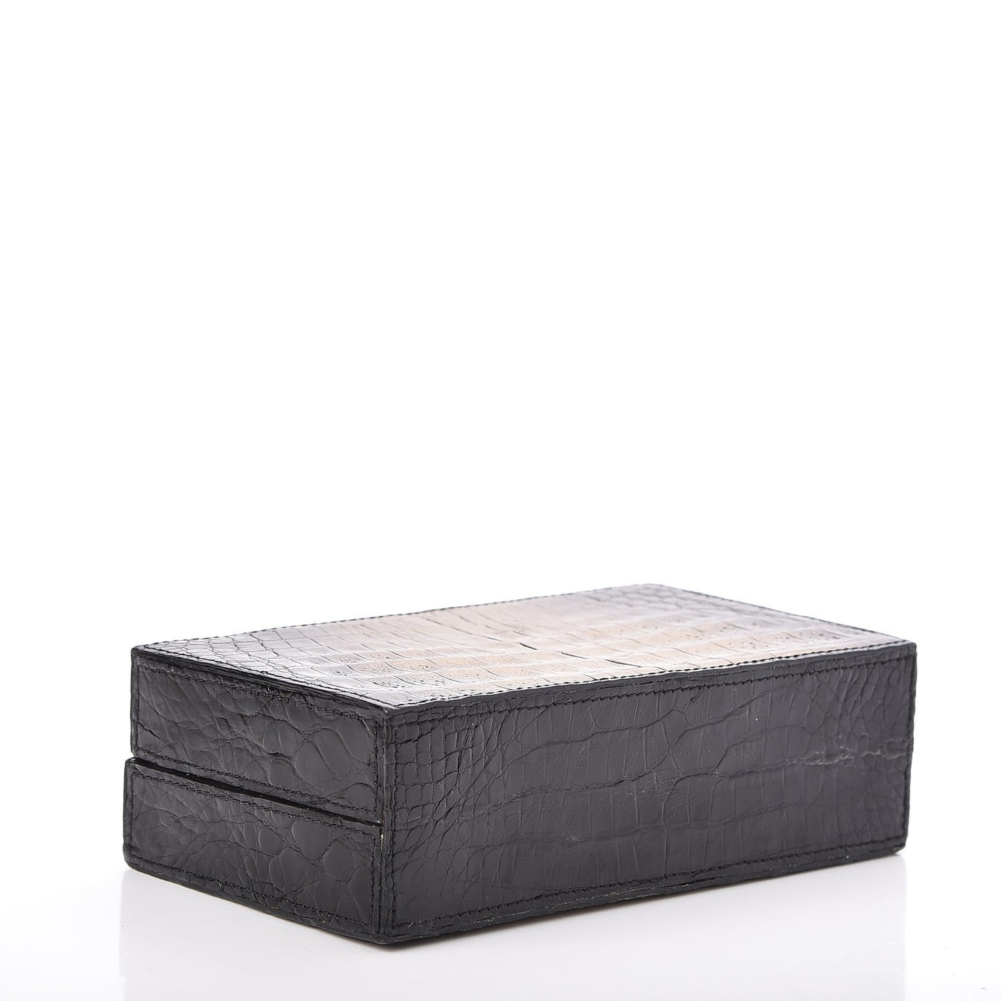 Crocodile Box Clutch Black Gold