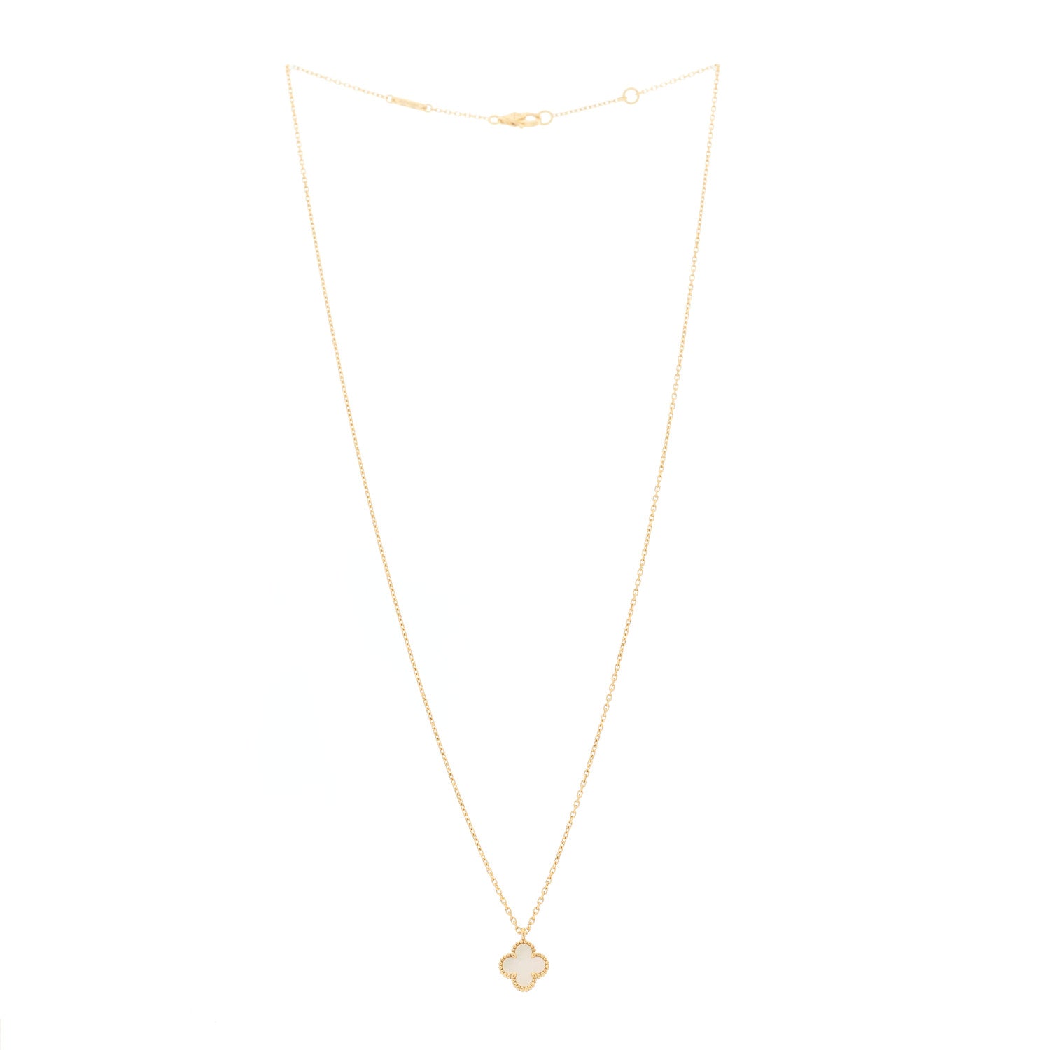 Van Cleef & Arpels 18K Yellow Gold Mother of Pearl Sweet Alhambra Pendant Necklace 3 of 6