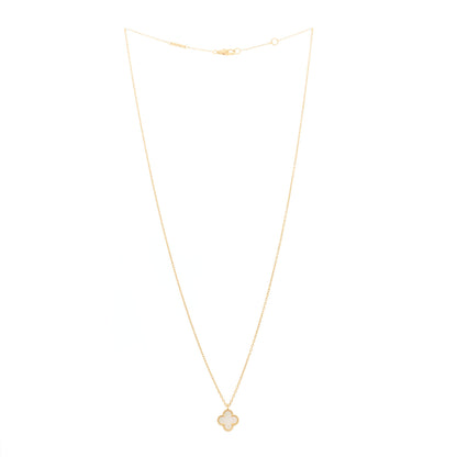 Van Cleef & Arpels 18K Yellow Gold Mother of Pearl Sweet Alhambra Pendant Necklace 3 of 6