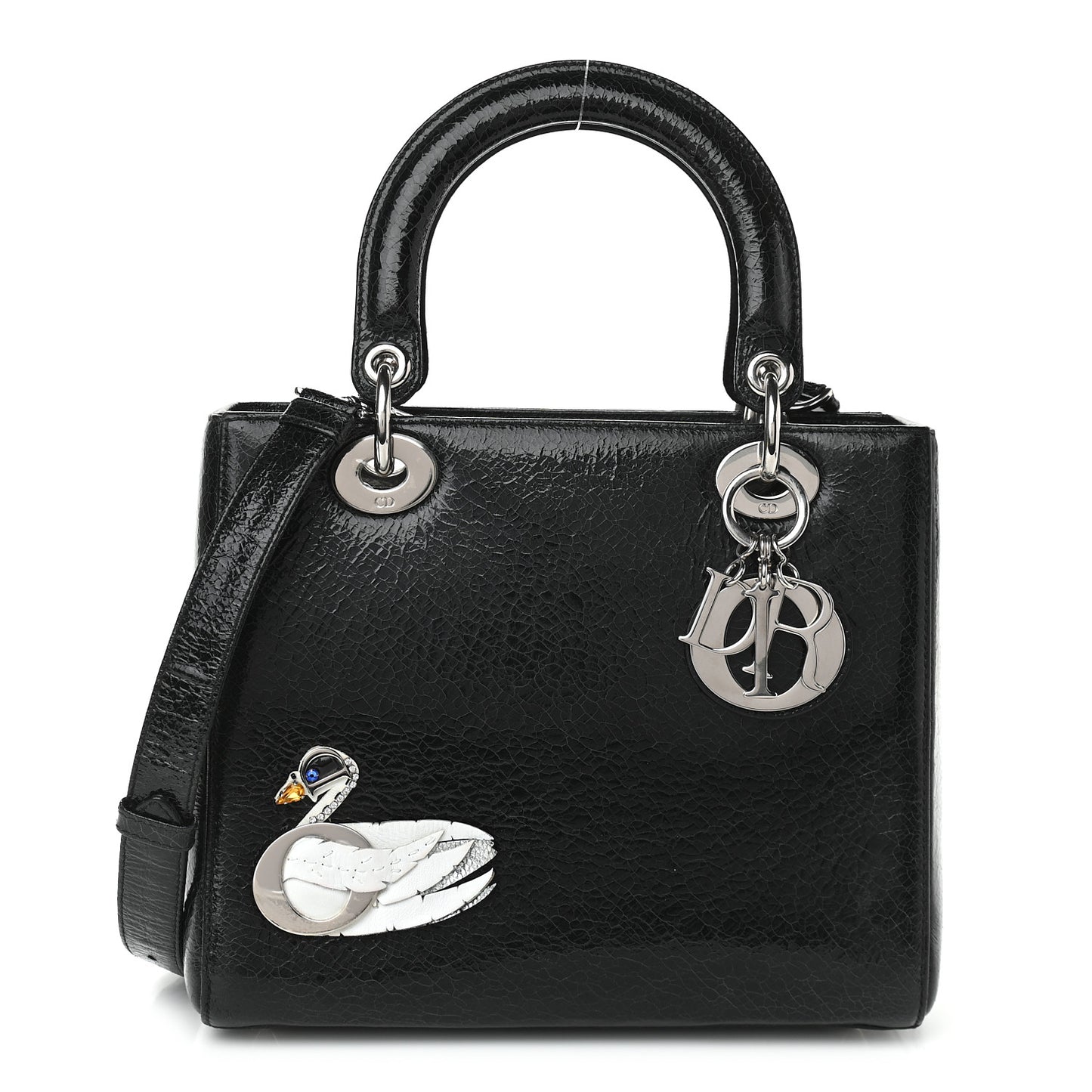 Ceramic Effect Deerskin Jeweled Swan Lady Dior Black
