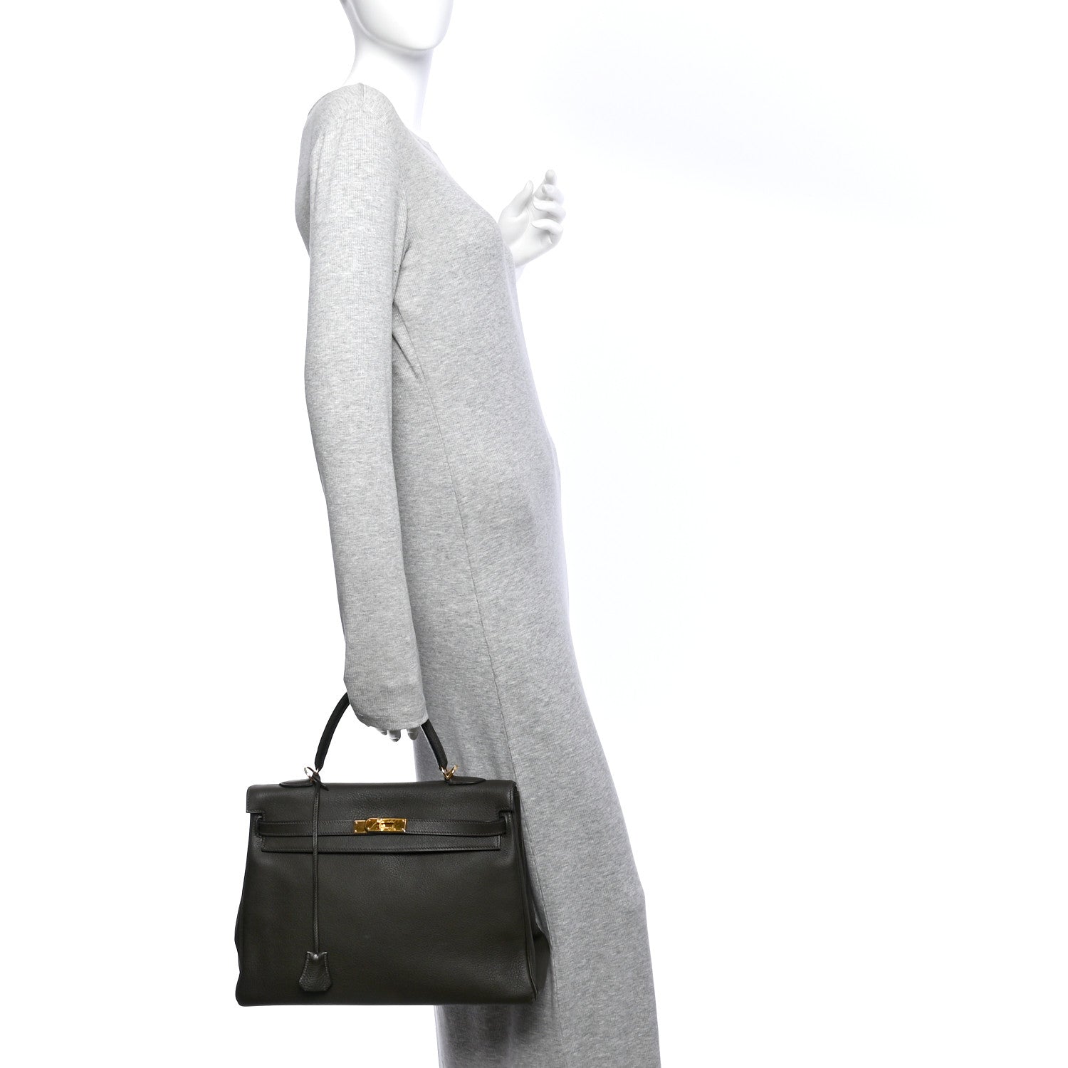 Hermes Vache Liegee Kelly Retourne 35 Vert Bronze 2 of 20