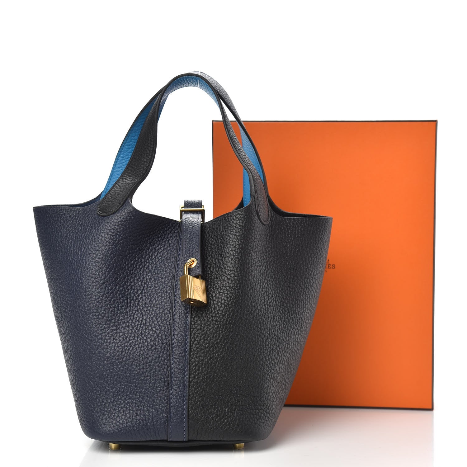 Hermes Taurillon Clemence Casaque Picotin Lock 18 PM Bleu Nuit Black Blue Frida 10 of 10