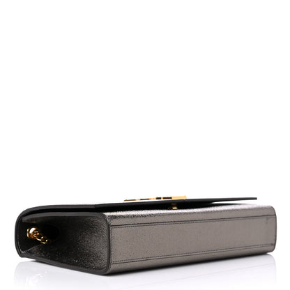 Saint Laurent Metallic Grain De Poudre Medium Classic Monogram Kate Satchel Grey 4 of 10