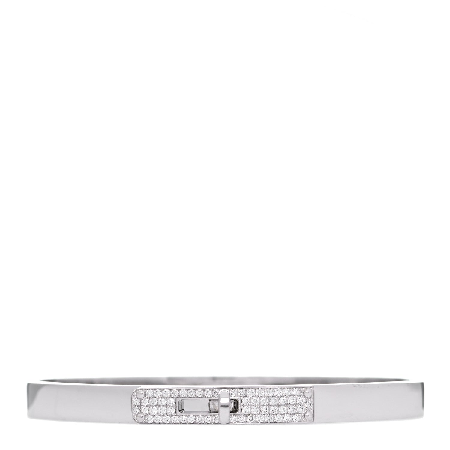 Hermes 18K White Gold Diamond PM Kelly Pave Bracelet SH 1 of 4