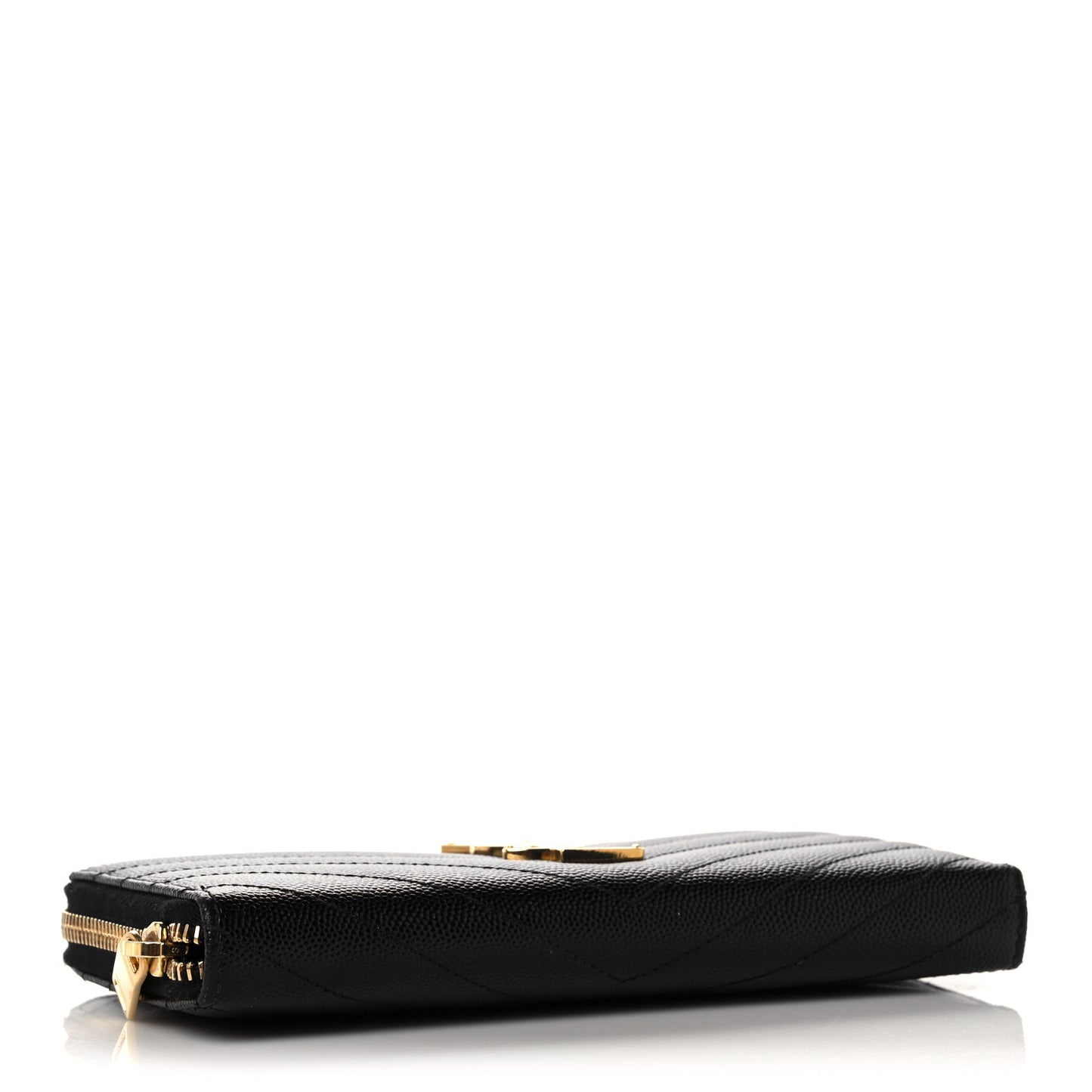 Grain De Poudre Matelasse Chevron Monogram Zip Around Wallet Black