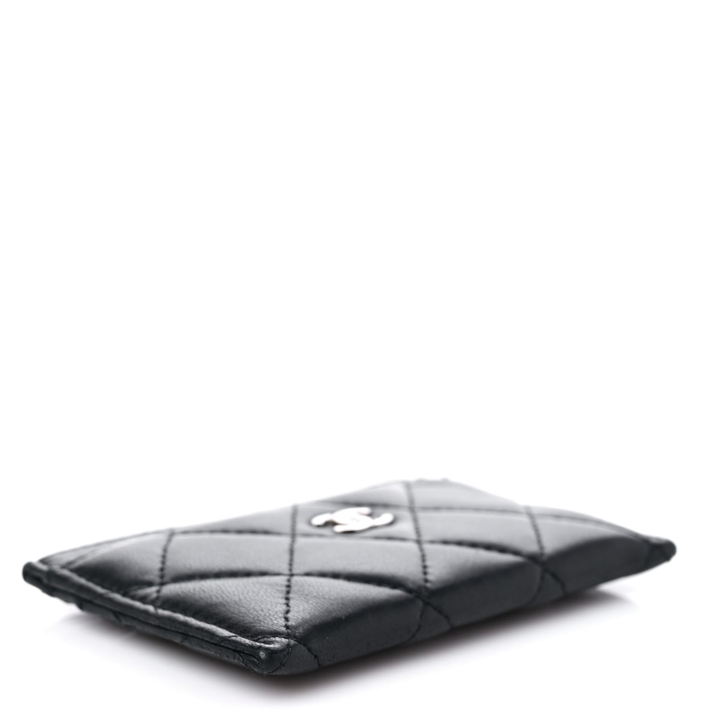 Lambskin Quilted Card Holder Black