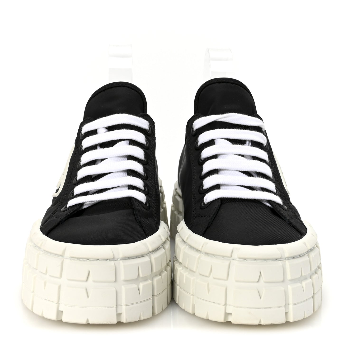 Re-Nylon Gabardine Triangle Logo Double Wheel 50mm Sneakers 38.5 Black