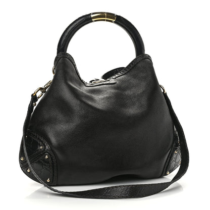 Gucci Calfskin Medium Indy Top Handle Hobo Black 2 of 13