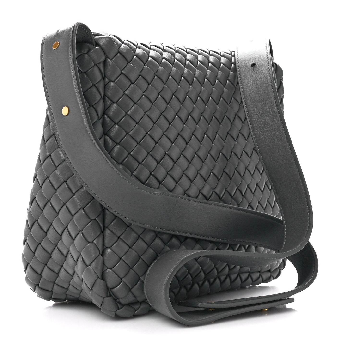 Nappa Intrecciato Small Cobble Shoulder Bag Thunder