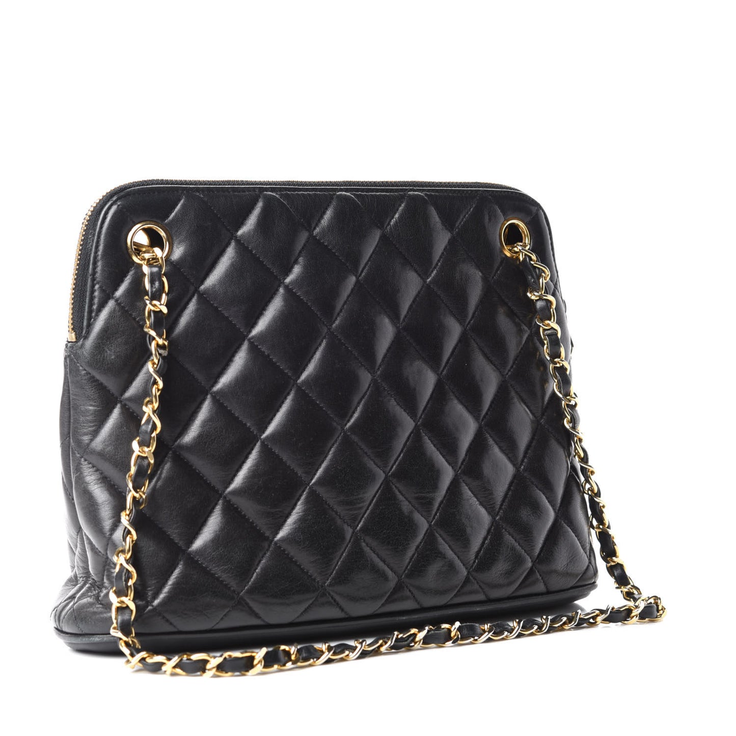 Lambskin Quilted Shoulder Bag Black