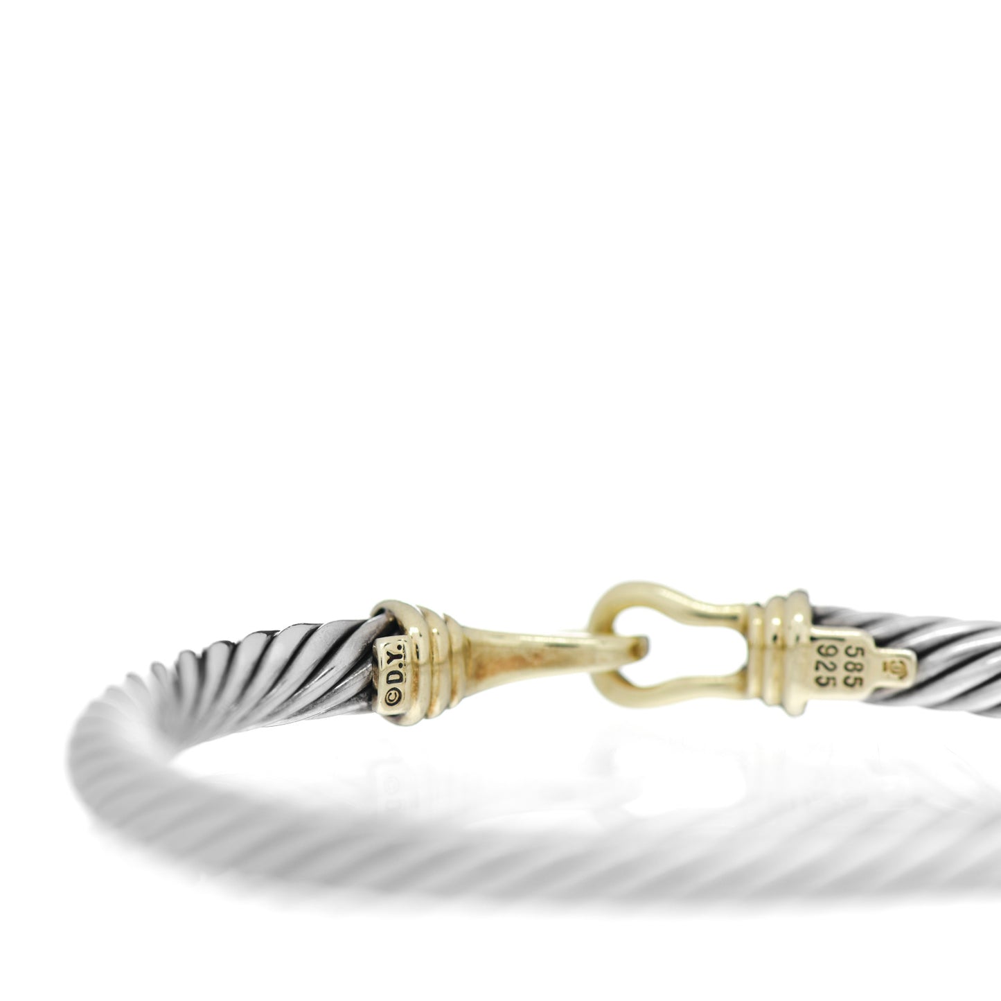 Sterling Silver 14K Yellow Gold 5mm Cable Classic Buckle Bracelet