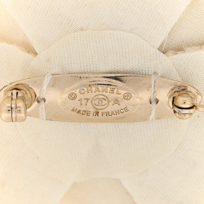 Chanel Metallic Tweed CC Camellia Brooch Gold Ivory 4 of 6