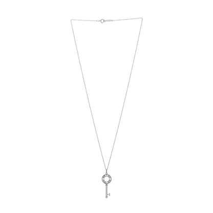 Tiffany 18K White Gold Diamond Atlas Pierced Key Pendant Necklace 3 of 4