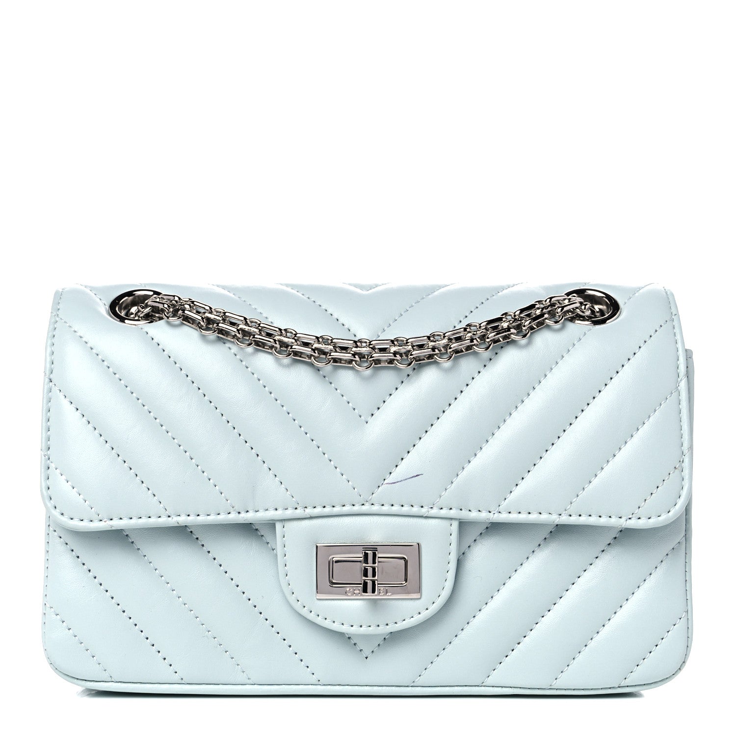 Chanel Aged Calfskin Chevron Quilted 2.55 Reissue Mini Flap Light Blue 1 of 11